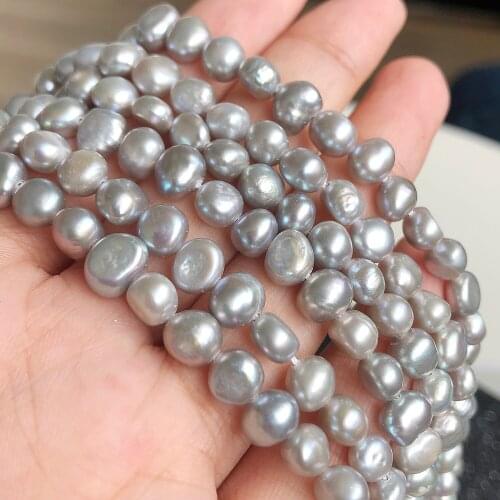 6-7mm Gray Irregular Natural Pearls Beads Freshwater Pearl Bead Baroque Loose Perles For DIY Bracelet Women Jewelry Making
