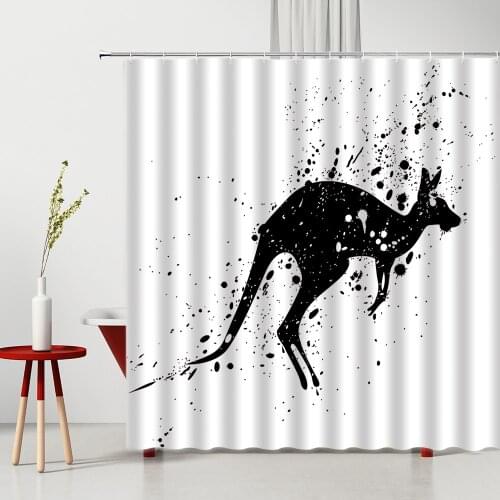 Animal Kangaroo Shower Curtain Black And White Shower Curtain Bathroom Curtain Set Anti-mold Bathroom Curtains Take A Bath