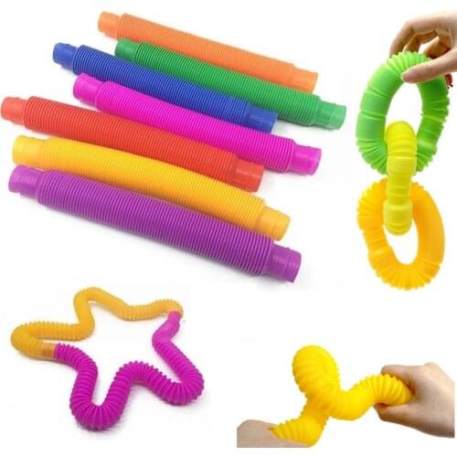 Kids Fidget Toys Autism Sensory 8 Pack Tubes Stress Relief Early Developing Educational Folding Toy Decompression Gift