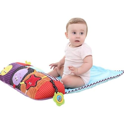 Baby Blanket With Roller Pillow Infant Gym Mat Newborn Carpet Crawling Mat With Toddler Teether Plush Doll Toy