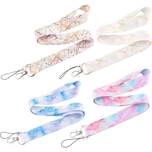 JF515 Marble Printing Neck Strap Keychain Lanyard For Keys Women ID Badge Holder Keycord DIY Hanging Rope Cell Phone Accessories