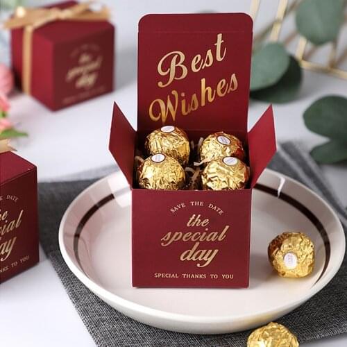 Candy Box Square Packaging Boxes Best Wishes Letter Candy Bags For Wedding Party Favor Feastival Gifts Storage Carton Supplies