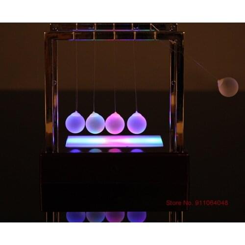 Colorful Glowing Newton Pendulum Fun Toy Desk Decoration Accessories Ornaments Stimulate Interest Relieve Stress Newtons Cradle