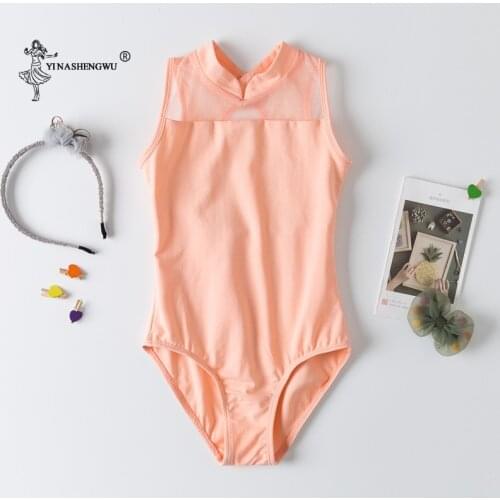 Girls' High-Neck Lace Sleeveless Tank Leotard Team Basic Dancewear Cotton Ballet Gymnastic Camisole Leotard Multiple Colour New