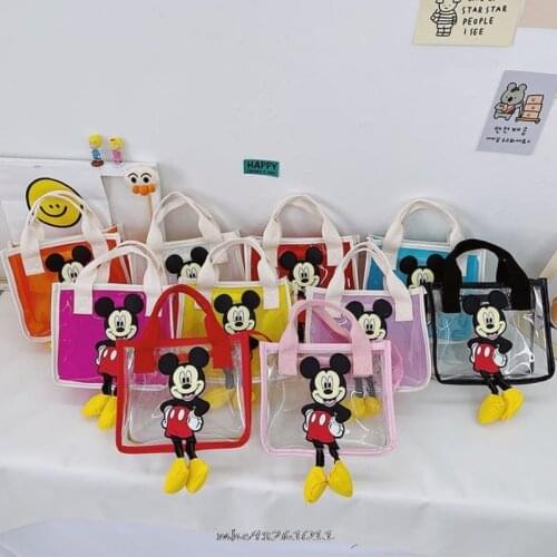 Disney Mickey Mouse Crossbody Bags for Women Candy Color Fashion Mini Shoulder Messenger Bag PVC Jelly Small Tote Bag