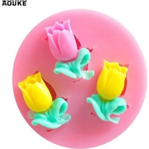 Mini Tulip Shapes Chocolate Silicone Mold Candy Fondant Cake Mould Biscuits Cookies Soap Molds Baking Cake Decoration Tools Soap