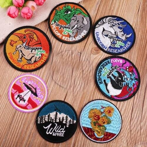 Sunflower Oil Painting Patch badge Embroidery Iron Sew On Patches Decor For Bag Jeans Applique Clothes Garment Accessories H