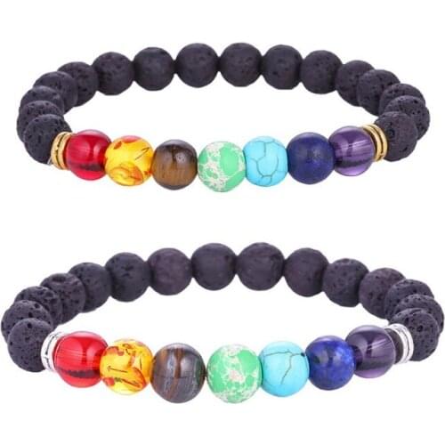 New fashionable colorful volcanic stone bracelet for men energy chakra yoga hand beaded bracelet 120pcs/lot free shipping