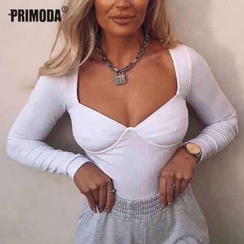 Skinny Bodycon Bodysuit Women Body Black White Solid V-neck Sexy Lady Club Bodysuits Ribbed Knitted Rompers Party Overall PR261G