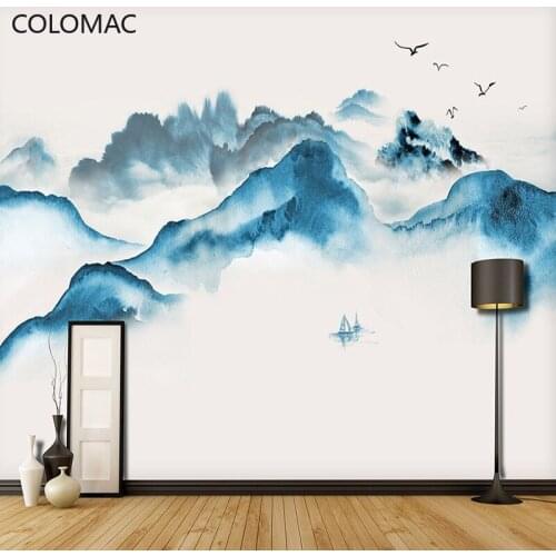 Colomac Custom New Chinese Simple Wallpaper Living Room Wall Covering Hotel Decor Mural Bedroom Wall Decoration Drop Shopping