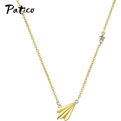 Romantic 925 Sterling Silver Clavicle Link Chain For women Minimalist Paper Plane Pendant Necklace Female Jewelry Party Gift