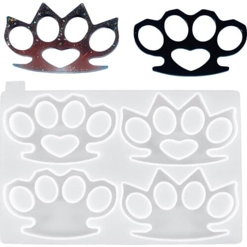 Knuckles Silicone Epoxy Resin Mold Self-Defense Finger Ring DIY Keychain Pendant Jewelry Making Tools