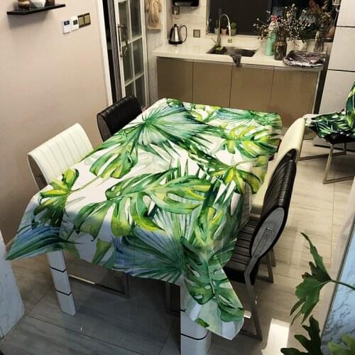 Green Plantain Banana Leaf Tablecloth Waterproof 3D Printing Table Cloth Rectangular Dinning Table Cover Mantel Mesa