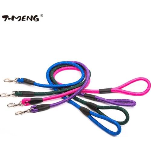T-MENG 120CM Length Nylon Dog Leash Durable Collar Lead Reflective Walking Training Round Rope Leashes Goods For Pet Product