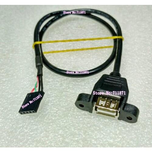 With screw hole 4P 5 Pins computer Front USB tieline 50cm Desktop computer Front USB2.0 Cable line 5P 4Pin USB Female Line Cable