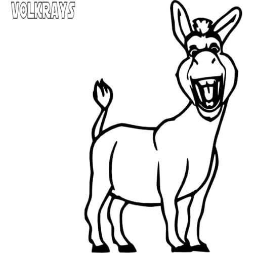 Volkrays Clownish Car Sticker Shrek Donkey Interesting Black Silver Accessories Reflective Vinyl Decal,11cm*6cm