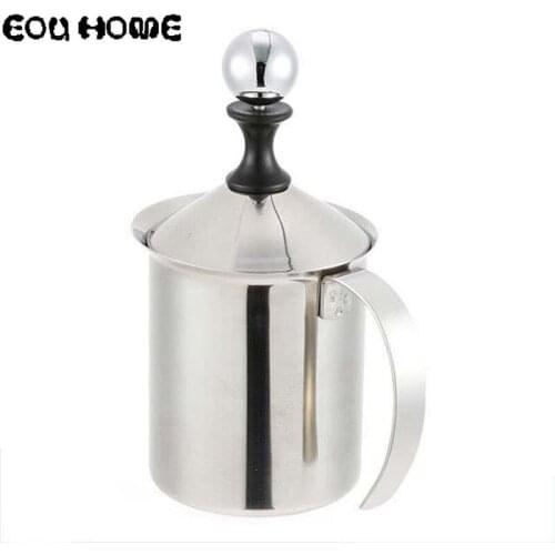 600ml Stainless Steel Cappuccino Creamer Foam Coffee Pull Flower Cup Double Mesh Milk Frothers Mugs Jugs Egg Beater Kitchen Tool