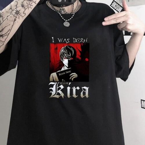 Summer Ladies T-shirt Japanese Death Note Retro Aesthetic Loose Cartoon Anime Printed Hip Hop Gothic Punk Harajuku Casual Top