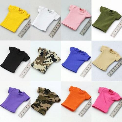In Stock 1/6 Scale Male/Female Action Figure Clothes Solid Color Short Sleeve T-shirt Accessory for 12'' Action Figure Model