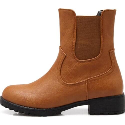 2021 Spring Autumn Fashion Women Boots Large Size Low Heel Waterproof Platform Elastic Female Ankle Boots Black Short Boots