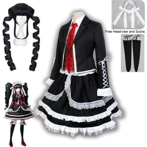 Yasuhiro Taeko Cosplay Costume Danganronpa Celestia Ludenberg Wigs WomanHalloween Lolita Uniform Skirt Party Dress
