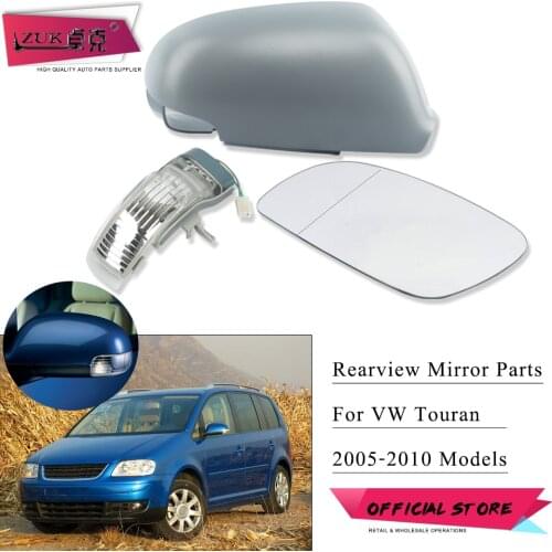 ZUK Car Exterior Side Mirror Accessories For VW Touran 2005-2010 Rearview Door Mirror Lens Cover LED Turn Signal Lamp