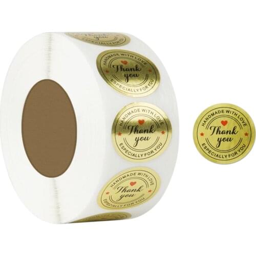 100-500pcs Gold Love Thank You Stickers Labels Stickers Round Shape Seal Labels Scrapbooking For Package Stationery Sticker 1in