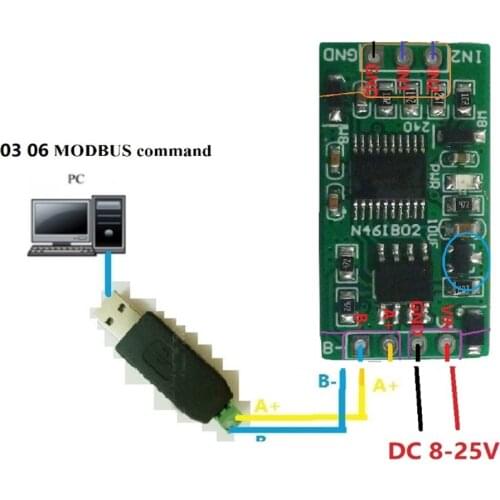 4-20MA to RS485 2 Channel DC 12V 0-25MA Analog acquisition module 12Bit ADC Board Modbus RTU PLC