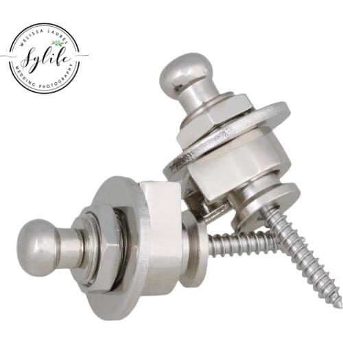 2x Chrome Antiskid strap locks for Acoustic Electric Guitar Bass