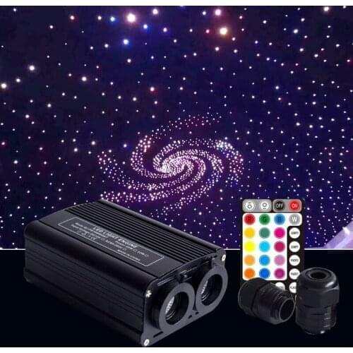 32W Audio Fiber Optical Star Light Engine RGBW remote controlled Music Sound Led Illuminator w/28 Keys RF controller Double head