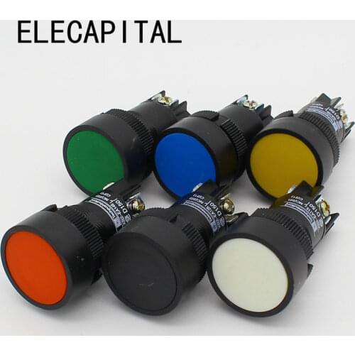 6pcs 22mm momentary Push button switch red green blue yellow black white normal open + normal close