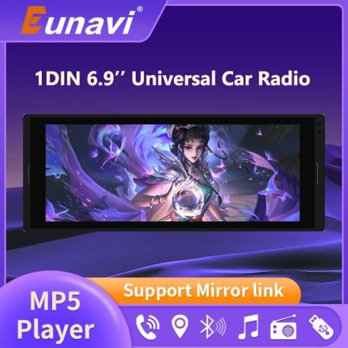 Eunavi 6.9'' HD 1DIN Touch Screen Car Player Android Multimedia Player GPS WIFI Bluetooth Audio Player Bluetooth FM Autoradio