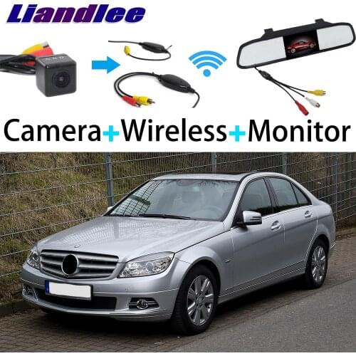 Liandlee 3in1 Wireless Receiver Mirror Monitor Special Rear View Camera Backup For Mercedes Benz C Class MB W204 2007~2015