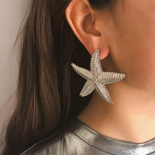 Boho Big Starfish Earrings Ocean Sea Star Bib Studs For Women Statement Jewelry E56A