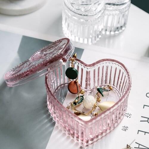 Love Heart Shape Crystal Glass Candy Cup Living Room Candy Jar Dried Fruit Plate Sugar Bowl Fruit Cup Jewelry Box with Lid