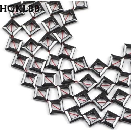 HGKLBB 8MM Natural Stone Diagonal square Black Hematite Spacer Loose Beads For Jewelry Making Diy bracelets necklace accessories