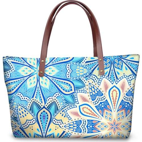 ELVISWORDS Brand Fashion Female Bag Luxury Handbags Shopper Bag Mandala Printing Tote Bags For Women Shoulder Bag Handbag Bolsas