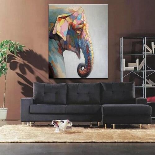 Canvas Painting Decor Cuardros decora High Quality Animal Abstract Wall Art Elephant Oil Painting paintings for living room wall