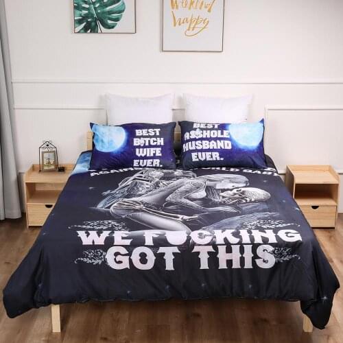 Sexy Belle kiss skull love Bedding Set Duvet Cover Queen Sizes Home Textiles 3pcs Dropship wholesale