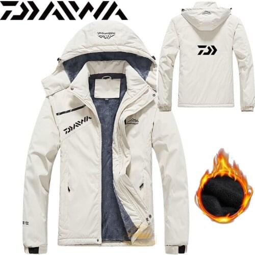 Daiwa Outdoor Mens Fishing Jacket Plus Size Fleece Thicker Fishing Clothing Windproof Riding Male Warm Cotton Fishing Clothes