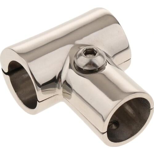 Bow Boat Hand Rail 90 Degree Tee Fitting 22mm Tube Stainless Steel Boat Accessories Marine for Yacht Kayak Boat Silver