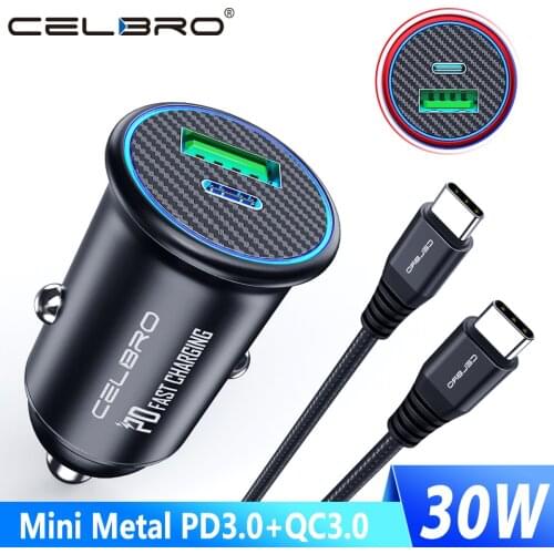 Metal 30W Quick Charge 4.0 3.0 USB Car Charger for Xiaomi iPhone Samsung Fast Charing QC 3.0 USB Type C PD Car Charger Adapter