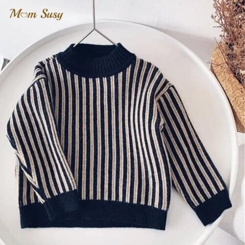 Fashion Baby Girl Boy Striped Sweater Spring Autumn Winter Child Knitted Pullover Top High Quality Baby Clothes 1-10Y