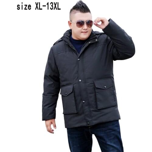 New arrival fashion high quality super large size 11XL 12XL 13XL Men Casual Warm Thick with hood Loose Zipper Down Jacket coat