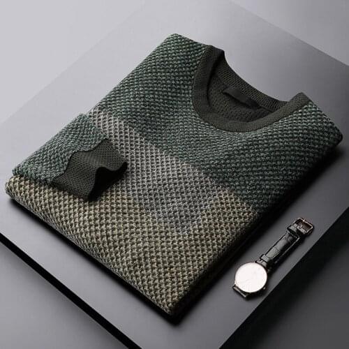 Classic Autumn Winter Sweaters Man Luxury Round Collar Thicken Mens Sweater Fashion Fit Business Sweater Male Size 4XL