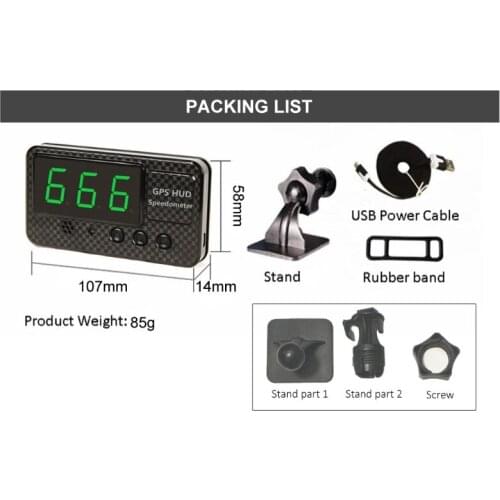 N84F C60S Universal GPS HUD Speedometer Odometer Car Digital Speed Display