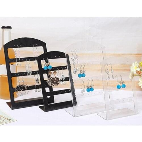 2021 New Portable 24 Holes Earrings Ear Studs Plastic Display Stand Rack Holder (Black) Jewelry Organizer Box Packaging Display