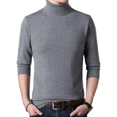New Mens Sweater Fashion Turtleneck Pullovers Autumn Winter Warm Knitted Sweater Men Solid Casual Pullover Men Clothing 2021