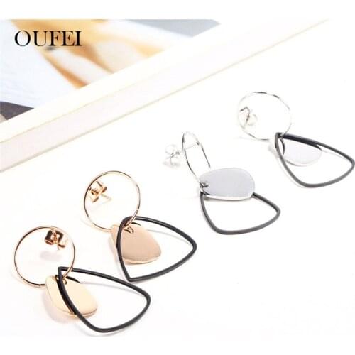 OUFEI Stainless Steel Earrings For Women Rose Gold 2019 Women Earring Female Fashion Jewelry Accessories Mass Effect