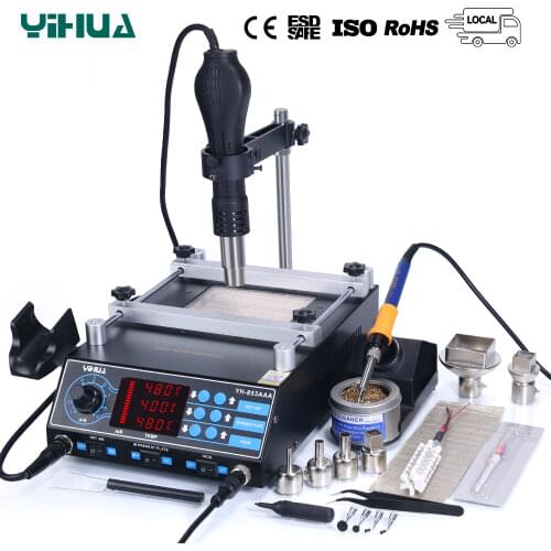 YIHUA 853AAA 1200W Preheating Station PCB Preheater Soldering Station BGA Rework Station Soldering Iron Heat Gun Welding Station